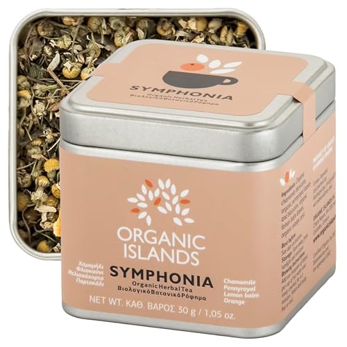 Organic Islands Kräuterteeblätter - Symphonia zuckerfreier entkoffeinierter Tee - Natürliche Mischung aus Kamillenblüten, Centella-Blättern und -Blüten und mehr aus Naxos, Griechenland 30g von Organic Islands