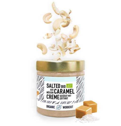 BIO-NUSSMUSS Salted Caramel | vegan | lower-carb | ohne Zuckerzusatz | mit Erythrit gesüsst | Organic Workout - 190g von Organic Workout