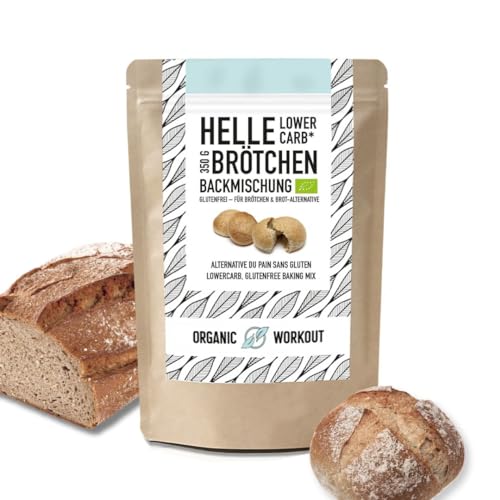 Helle LOWER-CARB BRÖTCHENBACKMISCHUNG 10x350g – mit Sauerteig, Bio, vegan, glutenfrei, proteinreiches Landbrot-Brot, Lebensmittel ohne Getreide, Organic Workout von Organic Workout