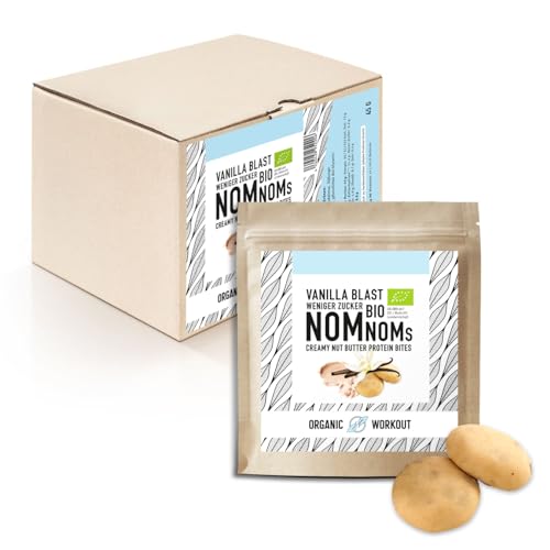 Vanilla Blast NomNoms | cremige Nussmus-Protein-Bites – bio, vegan mit Bio-Erythrit gesüsst - Protein-Riegel-Alternative von Organic Workout