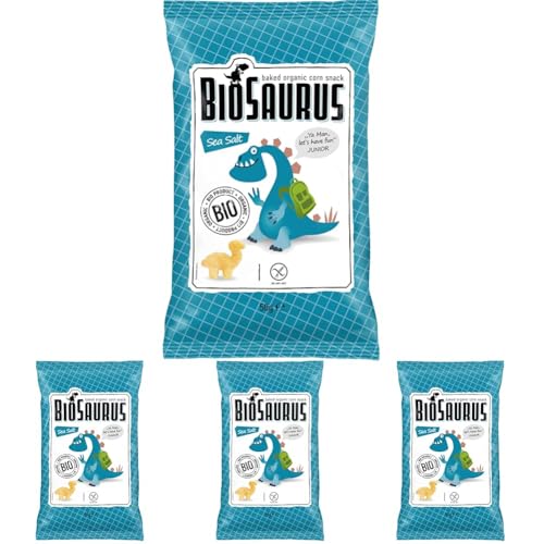 BioSaurus Bio Snack aus Mais Sea Salt Junior 50g (Packung mit 4) von Organique