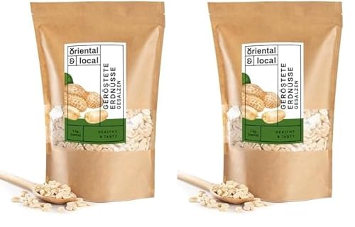 Oriental & Local Erdnüsse 1kg - Erdnüsse Geröstet und Gesalzen - Erdnüsse Naturbelassen - 100% Naturprodukt - Nüsse Großpackung - Erdnüsse Gesalzen 1000g (Packung mit 2) von Oriental & Local