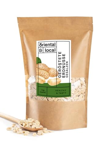 Oriental & Local Erdnüsse 1kg - Erdnüsse Geröstet und Gesalzen - Erdnüsse Naturbelassen - 100% Naturprodukt - Nüsse Großpackung - Erdnüsse Gesalzen 1000g von Oriental & Local