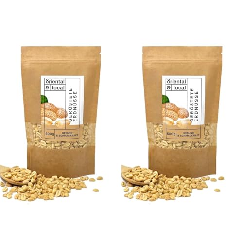 Oriental & Local Erdnüsse 500g - Erdnüsse Geröstet und Ungesalzen - Erdnüsse Naturbelassen - 100% Naturprodukt - Nüsse Großpackung 0,5kg (Packung mit 2) von Oriental & Local