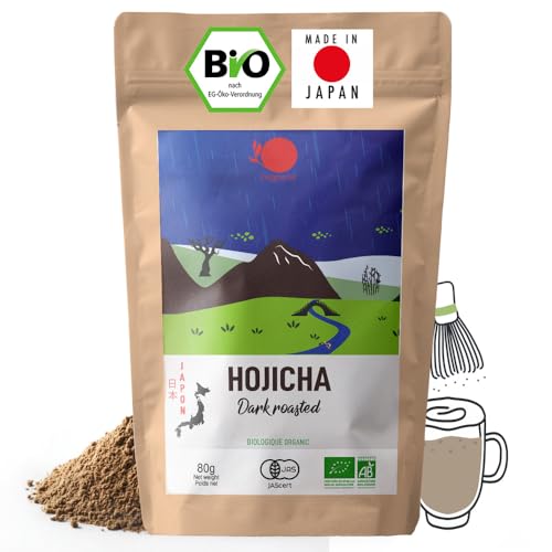 ORIGEENS Japanischer Bio Hojicha Pulver - Bio Hojicha Tee Pulver Roasted - 80g Beutel von Origeens