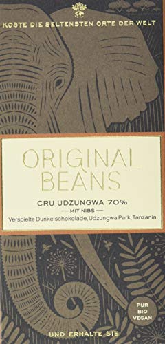 Original Beans Cru Udzungwa 70 % mit Nibs, 2er Pack (2 x 70 g) von Original Beans