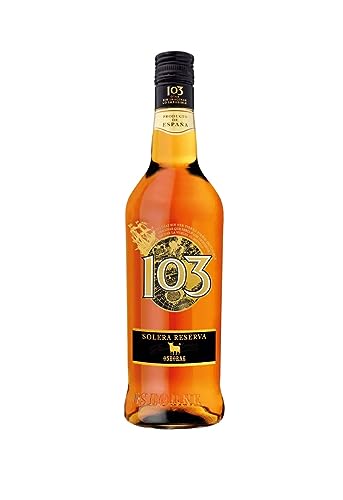 Osborne 103 Etiqueta Negra – Brandy de Jerez Solera Reserva aus Spanien, hergestellt nach dem Solera-Verfahren in Eichenholzfässern gereift mit 36% vol. (1x 0,7l) von Osborne