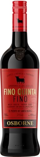 Osborne Sherry Fino Quinta – Hochwertiger, trockener Sherry, hergestellt nach dem Solera-Verfahren aus Andalusien in Spanien mit 15% vol. (1 x 0,75l) von Osborne