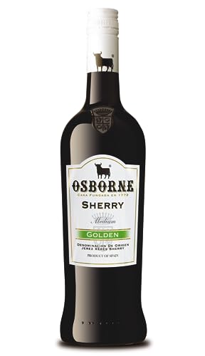 Osborne Sherry Golden Sweet and Nutty – Hochwertiger, halbtrockener Sherry, hergestellt nach dem Solera-Verfahren aus Andalusien in Spanien mit 15% vol. (1 x 0,75l) von Osborne
