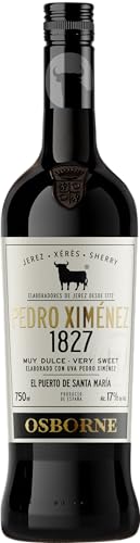 Osborne Sherry Pedro Ximenez 1827 – Hochwertiger, süßer Sherry, hergestellt nach dem Solera-Verfahren aus Andalusien in Spanien mit 17% vol. (1 x 0,75l) von Osborne