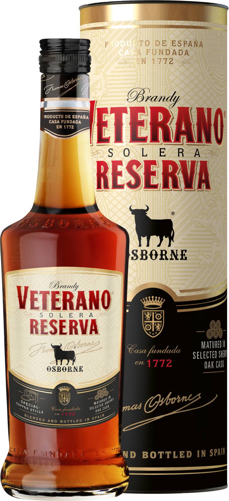 Osborne Veterano Reserva Brandy Solera in Geschenkverpackung