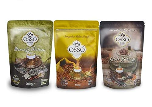 Osso Osmanlı, Menengiç ve Dibek Kahvesi je 200gr Osso Ottoman Coffee 8 in 1 Hervorragende Qualität - Osmanli Kahvesi- Türkischer Kaffee - Osso Aromatisch Ottoman Kaffee 8in1 - Aromatik Osmanli Kahvesi von Osso