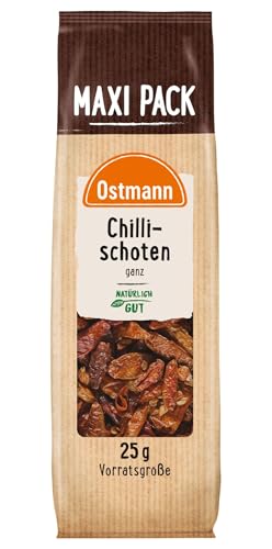 Ostmann Gewürze - Chilischoten ganz | Ungemahlene Chilis für scharfe Saucen und Eintöpfe | 25 g im Vorteilsbeutel von Ostmann