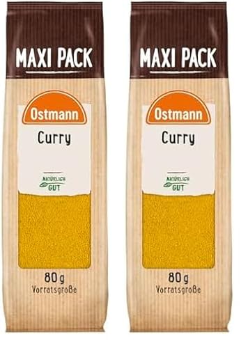 Ostmann Curry 1 x 80 g Currypulver indische Gewürz-Mischung, Curry-Gewürz, für leckeres indisches oder asiatisches Curry, Nudeln, Reis & Wok-Gemüse, Menge: 1 Stück (Packung mit 2) von Ostmann