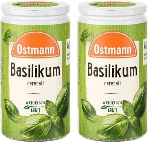 Ostmann Gewürze - Basilikum gerebelt | Nachfüllbare & recyclebare Verpackung | 12.5 g in der Streudose (Packung mit 2) von Ostmann