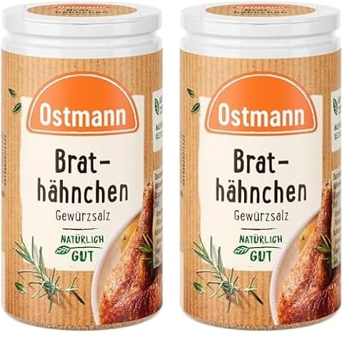 Ostmann Gewürze - Brathähnchen Gewürzsalz | Würzig-pikanter Geschmack für Geflügelgerichte wie Chicken Wings | 50 g in der Streudose (Packung mit 2) von Ostmann