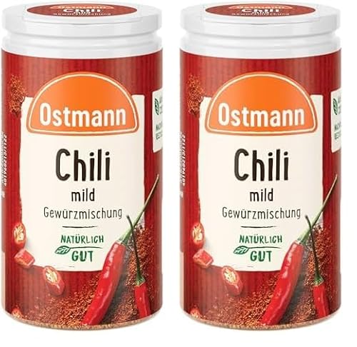 Ostmann Gewürze - Chili mild Gewürzmischung | Milde Schärfe und pikantes Aroma für Dips, Fleisch und Gemüsepfannen | 35 g in der Streudose (Packung mit 2) von Ostmann