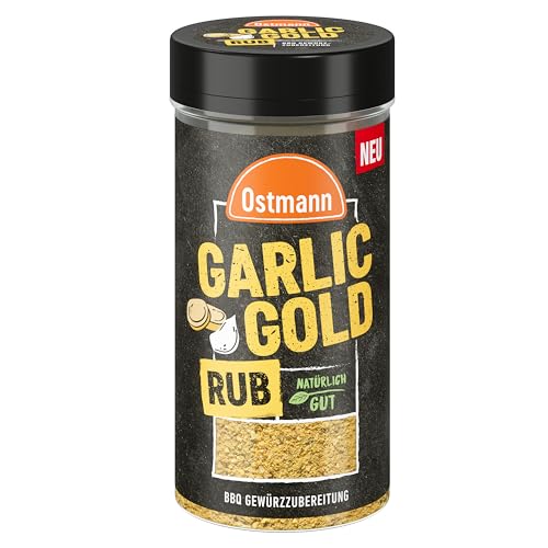 Ostmann Gewürze - Garlic Gold Rub | Trockenmarinade mit Knoblauch | BBQ-Gewürz für Knoblauch-Dips, Grillfleisch und Co. | 150 g im Streuer von Ostmann