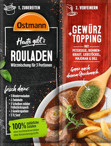 Ostmann Gewürze - Heute gibt's Rouladen | Würzmischung für 3 Portionen Rouladen mit passendem Gewürztopping zum individuellen Verfeinern | 100 % natürliche Zutaten | 32 g im Beutel von Ostmann