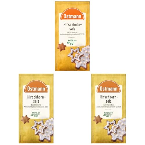 Ostmann Gewürze - Hirschhornsalz | Stark wirkendes Backtriebmittel für Flachgebäck wie Plätzchen oder Lebkuchen | 15 g im Beutel (Packung mit 3) von Ostmann