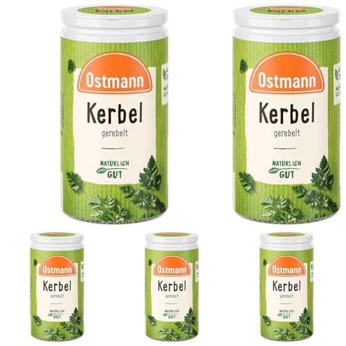 Ostmann Gewürze - Kerbel gerebelt | Kräuternote für Lammgerichten und deftige Eintöpfe | 8 g in der Streudose (Packung mit 5) von Ostmann