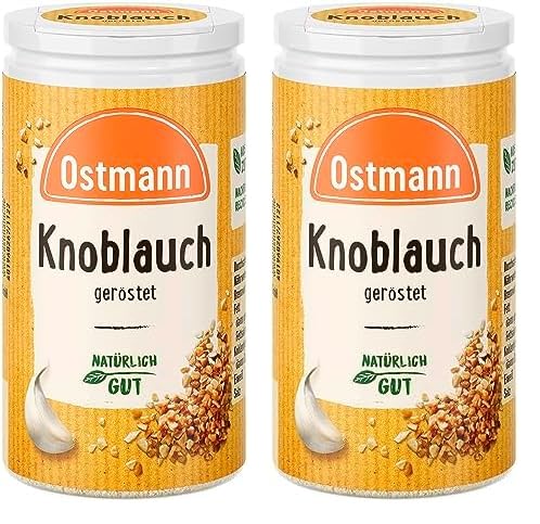 Ostmann Gewürze - Knoblauch geröstet Ideal in Salat-Dressings und Marinaden Recyclebare, nachfüllbare Streudose 40 g im Streuer (Packung mit 2) von Ostmann