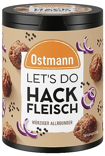 Ostmann Gewürze - Let's Do Hackfleisch Gewürzsalz für Burger Patties, Hackbällchen, Cevapcici oder Hackbraten Würzige Mischung mit Meersalz, Zwiebeln und Senf 60 g in recyclebarer von Ostmann