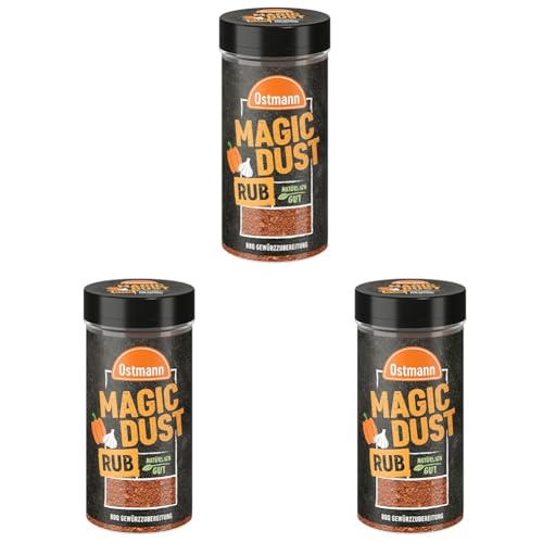 Ostmann Gewürze - Magic Dust | BBQ Rub Gewürzzubereitung | Trockenmarinade für Grillfleisch | Ideal zum Marinieren von Grillfleisch aller Arten | Vegan | 140 g im Streuer (Packung mit 3) von Ostmann