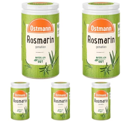 Ostmann Gewürze - Rosmarin gemahlen | Würzige Kräuternote für Fleisch, Fisch und Kartoffeln | 20 g in der Streudose (Packung mit 5) von Ostmann