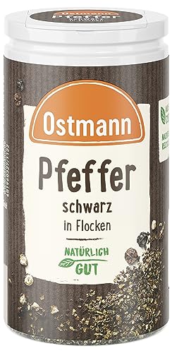 Ostmann Gewürze - Schwarze Pfefferflocken | Grober Pfeffer für intensiv-schwarfen Geschmack | Mit praktischem Streuaufsatz | 25 g in der Streudose von Ostmann