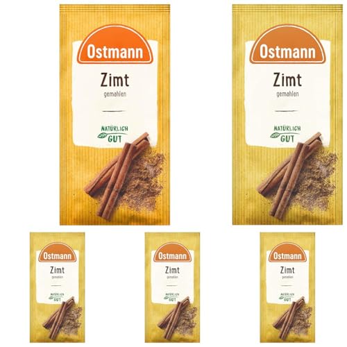 Ostmann Gewürze - Zimt gemahlen | Für Süßspeisen, Gebäck sowie eingelegtes Gemüse | 20 g im Beutel (Packung mit 5) von Ostmann