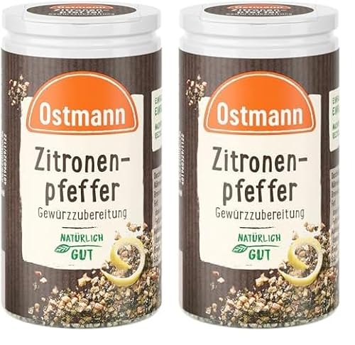 Ostmann Gewürze - Zitronenpfeffer Gewürzzubereitung | Für Salatdressings, Saucen und Fischgerichte | 40 g in der Streudose (Packung mit 2) von Ostmann