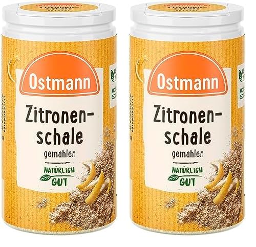 Ostmann Gewürze – Zitronenschale, gemahlene Schale für ein frisches Zitronen-Aroma, zum Backen oder Verfeinern von Soßen, Dressings & Desserts, vegan, 35 g (Packung mit 2) von Ostmann