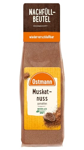 Ostmann Gewürze - Muskatnuss gemahlen | Ideal zum Würzen von Kartoffelgerichten | Zum Nachfüllen der Streudose | 50 g im wiederverschließbaren Beutel von Ostmann