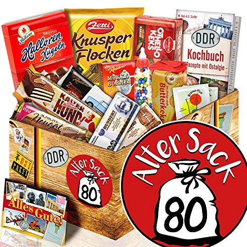 Alter Sack 80 + Süße DDR Box + Mann Geschenk Idee von ostprodukte-versand