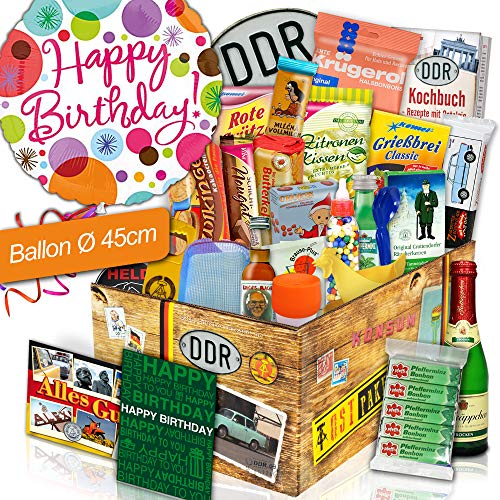 DDR Geschenkset 24 tlg. / DDR Box/Happy Birthday Ballon/DDR Produkte von ostprodukte-versand