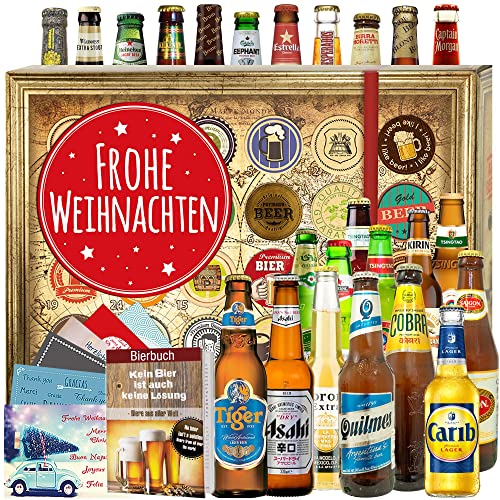 Frohe Weihnachten - Bier aus aller Welt 24x - Weihnachten Geschenke Ideen - Bier Kalender Weihnachten 2023 von ostprodukte-versand