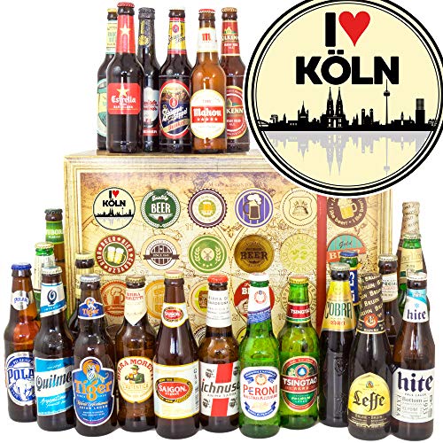 I love Köln + 24 Biersorten aus Welt + Köln Geschenk Freundin + Adventskalender 2023 Bier Welt von ostprodukte-versand