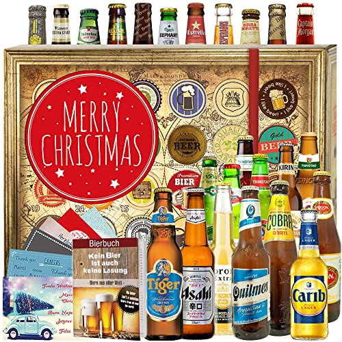 Merry Christmas - Geschenk Weihnachten für Frauen - 24x Bier aus aller Welt - Adventskalender 2024 2025 Bier Welt von ostprodukte-versand