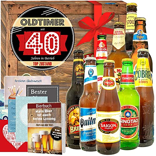 Oldtimer 40 ++ Weltbiere in Geschenkbox ++ Süßigkeitenset zum 40. von ostprodukte-versand