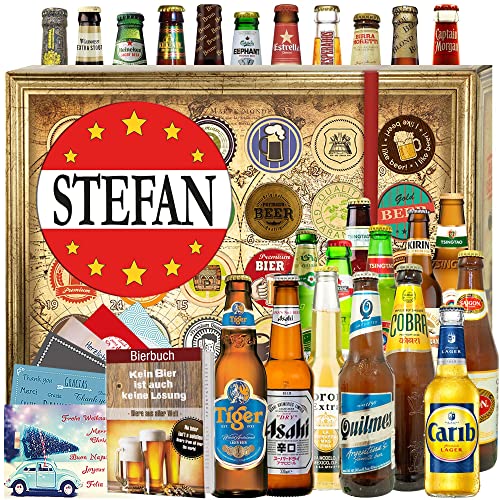 Stefan + 24 Biere aus aller Welt + Bier Box + Geschenke Stefan + Adventskalender 2024 2025 Bier von ostprodukte-versand