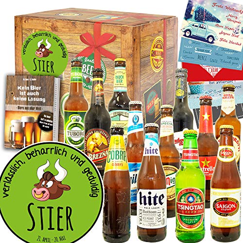 Sternzeichen Stier + Biere der Welt + Stier Mann Geschenk von ostprodukte-versand