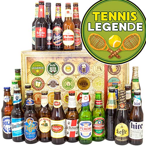 Tennislegende + 24 Biersorten der Welt + Geschenk Tennisfan + Adventskalender 2023 Bier Welt von ostprodukte-versand