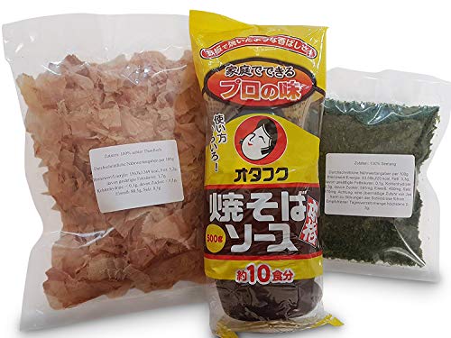 Yakisoba Sauce Soße, Katsuobushi 100% Bonito Flocken Katsu Bonitoflakes, Aonori ko, Okonomiyaki, Takkoyaki, Hiyakko Zutaten, Grundzutaten Rezept, Rezeptvorschlag von Otsumami-Land.com