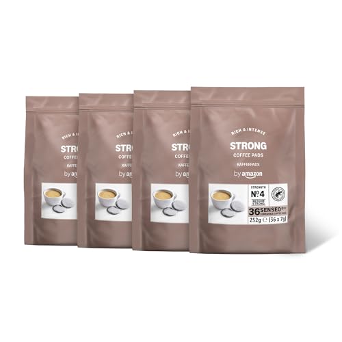 by Amazon Kaffeepads Strong, Dunkle Röstung, Geeignet für Senseo Maschinen, 36 Stück, 4er-Pack von by Amazon