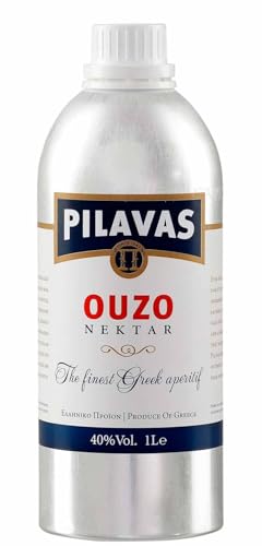 Ouzo Nektar Pilavas 40%-Vol. in einer neuen 1-L-Aluminium-Flasche von Ouzo Pilavas