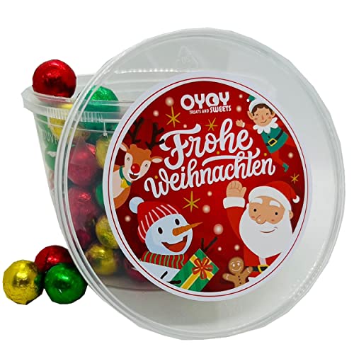 500g bunte Schokogugeln aus Milchschokolade im Partybucket I ca. 90 Stück I Ideal als schokoladige Weihnachtsfeier Deko, kleine Geschenke für Kollegen, Adventskalender Füllungen von OYOY