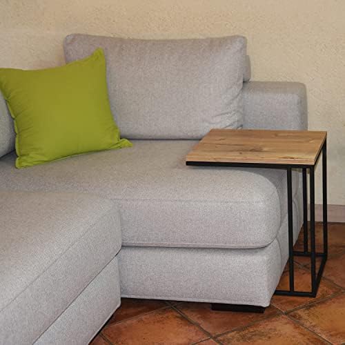 P17 - Whisky Couchtisch | Basis: Schwarz Metallic – Oberseite: MDF Royal Pine | Abmessungen: Basis 40x48 cm - Höhe 55 cm | Couchtisch für Sofas von P17