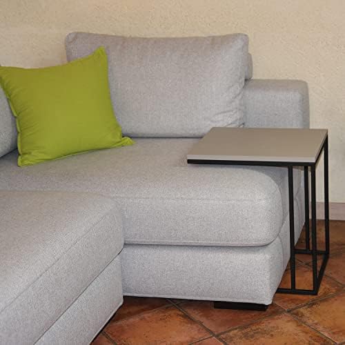 P17 - Whisky Couchtisch | Basis: Schwarz Metallic – Oberseite: MDF Sandgrau Farbe | Abmessungen: Basis 40x48 cm - Höhe 55 cm | Couchtisch für Sofas von P17