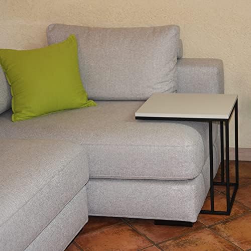 P17 - Whisky Couchtisch | Basis: Schwarz Metallic – Oberseite: MDF Seidengrau | Abmessungen: Basis 40x48 cm - Höhe 55 cm | Couchtisch für Sofas von P17